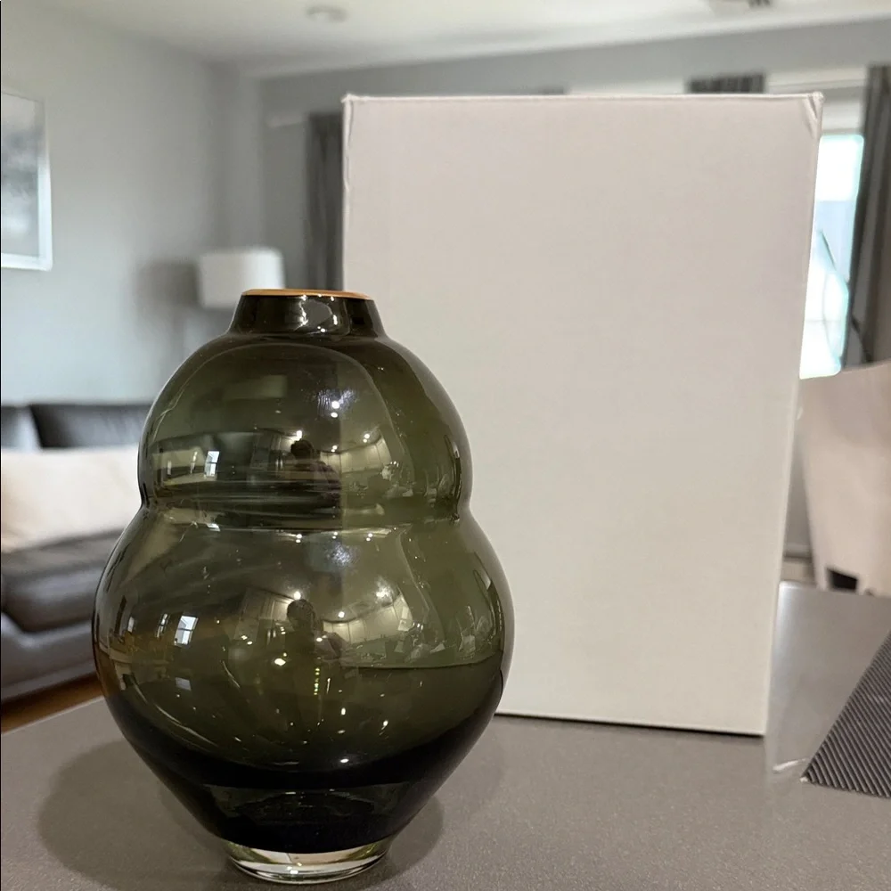 Sancia Gourd Glass Curved Decorative Vase with gold - Brand